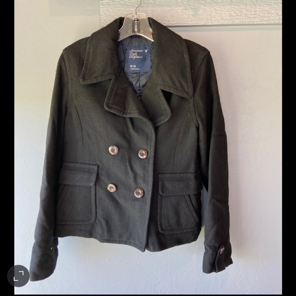 Black American Eagle Peacoat